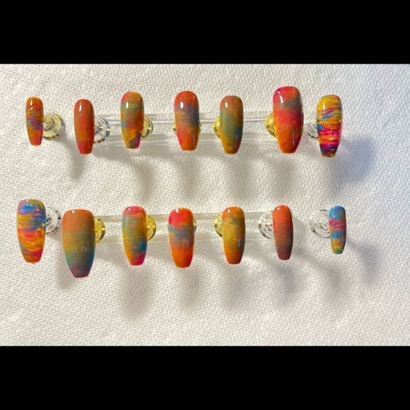 Long press-on nails “Color Craze” - Picture 5 of 6